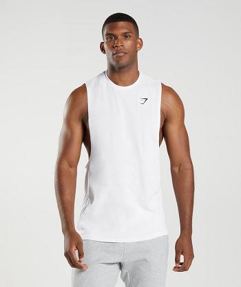 Podkoszulki Męskie Gymshark React Drop Arm Białe | PL 3977SGL